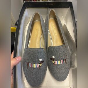 Talbots Gray Loafers with Colorful Dachshund Design